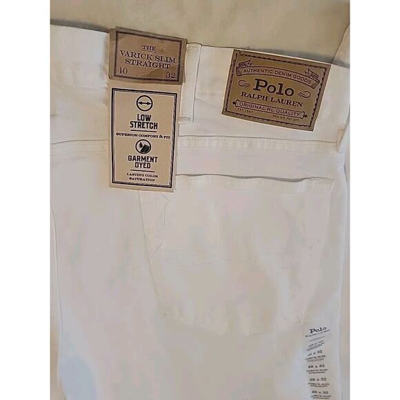 Polo Ralph Lauren The Varick Slim Straight Stretch White Jeans, Men’s 40x32, NWT - Picture 11 of 16